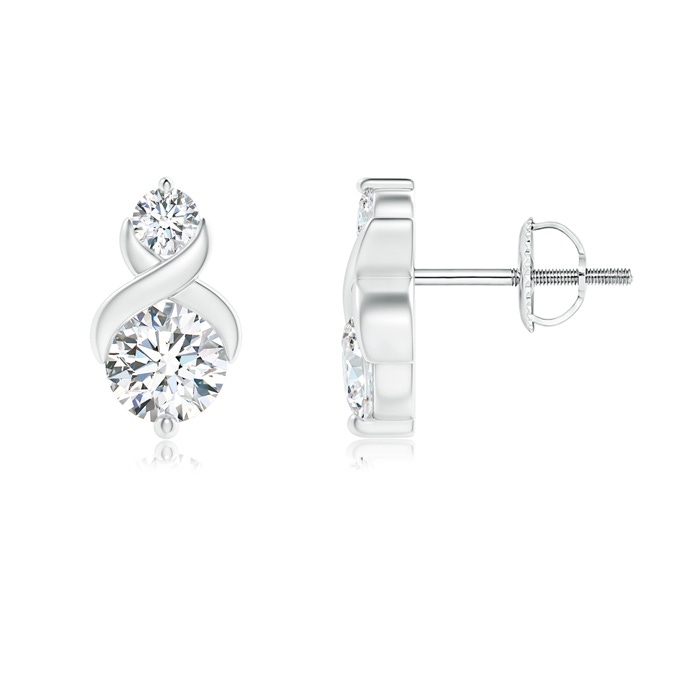 3.3mm GVS2 Round Diamond Two Stone Criss Cross Studs in P950 Platinum