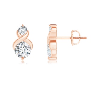 3.3mm GVS2 Round Diamond Two Stone Criss Cross Studs in Rose Gold