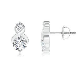 3.3mm GVS2 Round Diamond Two Stone Criss Cross Studs in White Gold