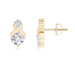 3.3mm GVS2 Round Diamond Two Stone Criss Cross Studs in Yellow Gold