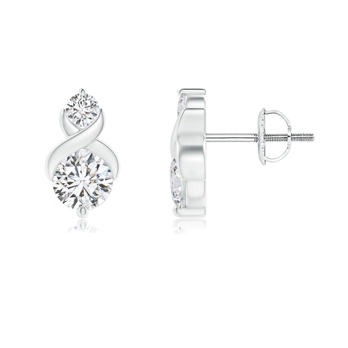 3.3mm HSI2 Round Diamond Two Stone Criss Cross Studs in P950 Platinum 