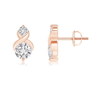 3.3mm HSI2 Round Diamond Two Stone Criss Cross Studs in Rose Gold