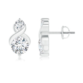 4.1mm GVS2 Round Diamond Two Stone Criss Cross Studs in P950 Platinum