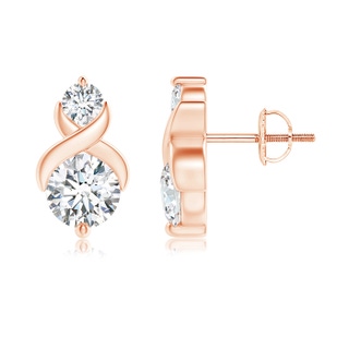 4.1mm GVS2 Round Diamond Two Stone Criss Cross Studs in Rose Gold