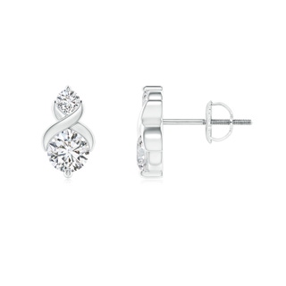 4.3mm HSI2 Round Diamond Two Stone Criss Cross Studs in White Gold