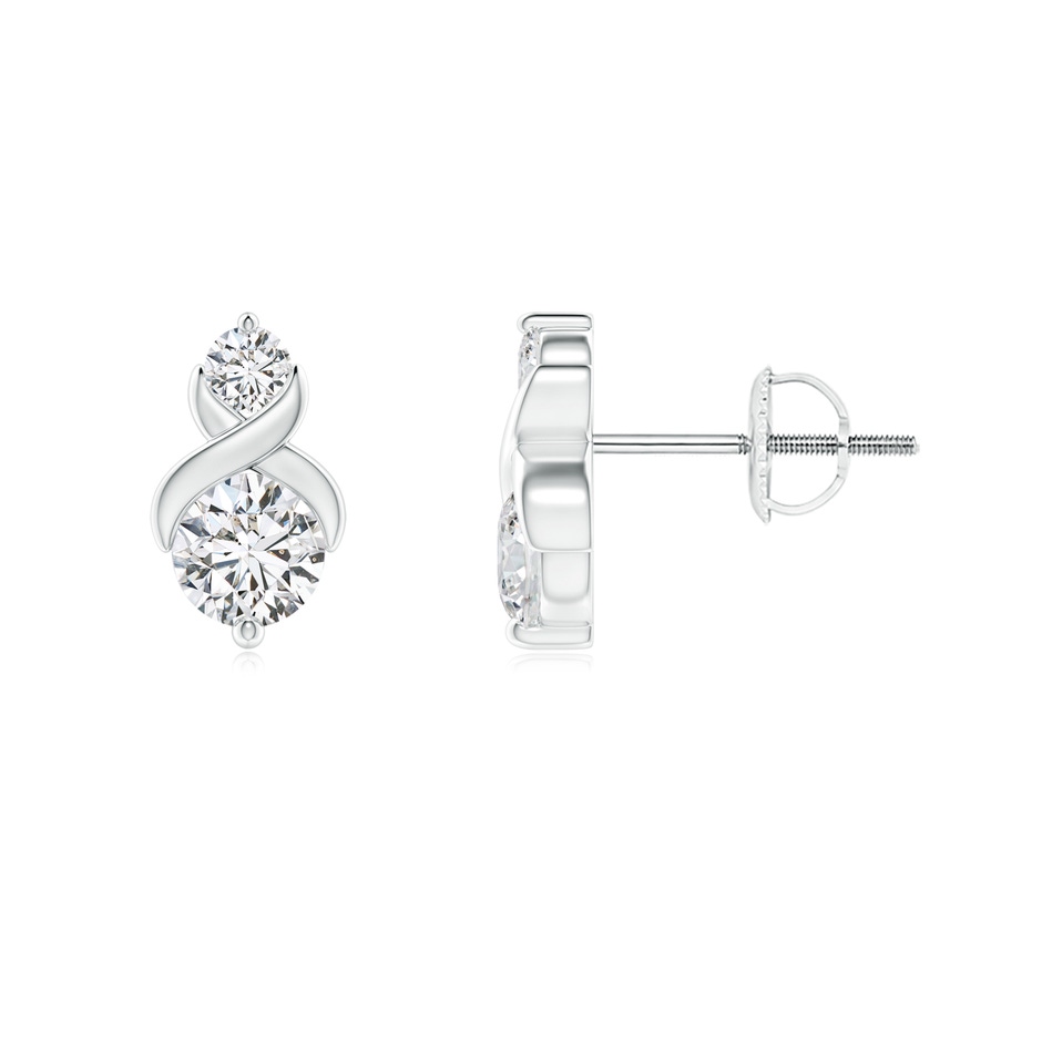 4.3mm HSI2 Round Diamond Two Stone Criss Cross Studs in White Gold 