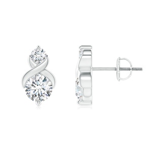 4.9mm GVS2 Round Diamond Two Stone Criss Cross Studs in P950 Platinum