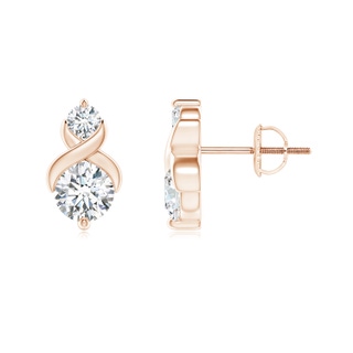 4.9mm GVS2 Round Diamond Two Stone Criss Cross Studs in Rose Gold