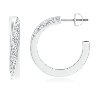 1.9mm GVS2 Pavé-Set Diamond Twist Hoop Earrings in White Gold