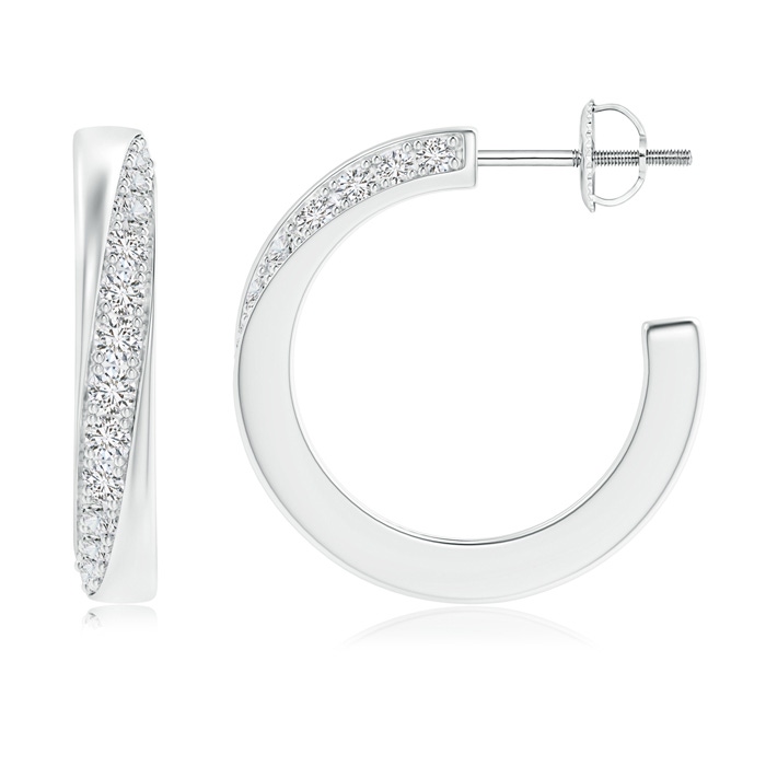 1.9mm HSI2 Pavé-Set Diamond Twist Hoop Earrings in White Gold