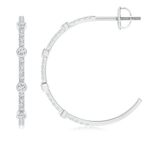 2.3mm GVS2 Pavé and Bezel Diamond Half Hoop Earrings in White Gold