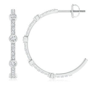 3mm GVS2 Pavé and Bezel Diamond Half Hoop Earrings in P950 Platinum