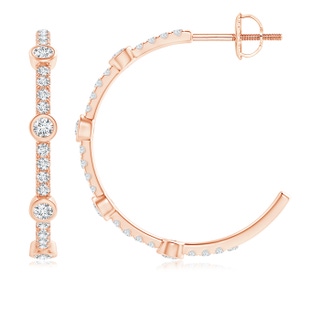 3mm GVS2 Pavé and Bezel Diamond Half Hoop Earrings in Rose Gold