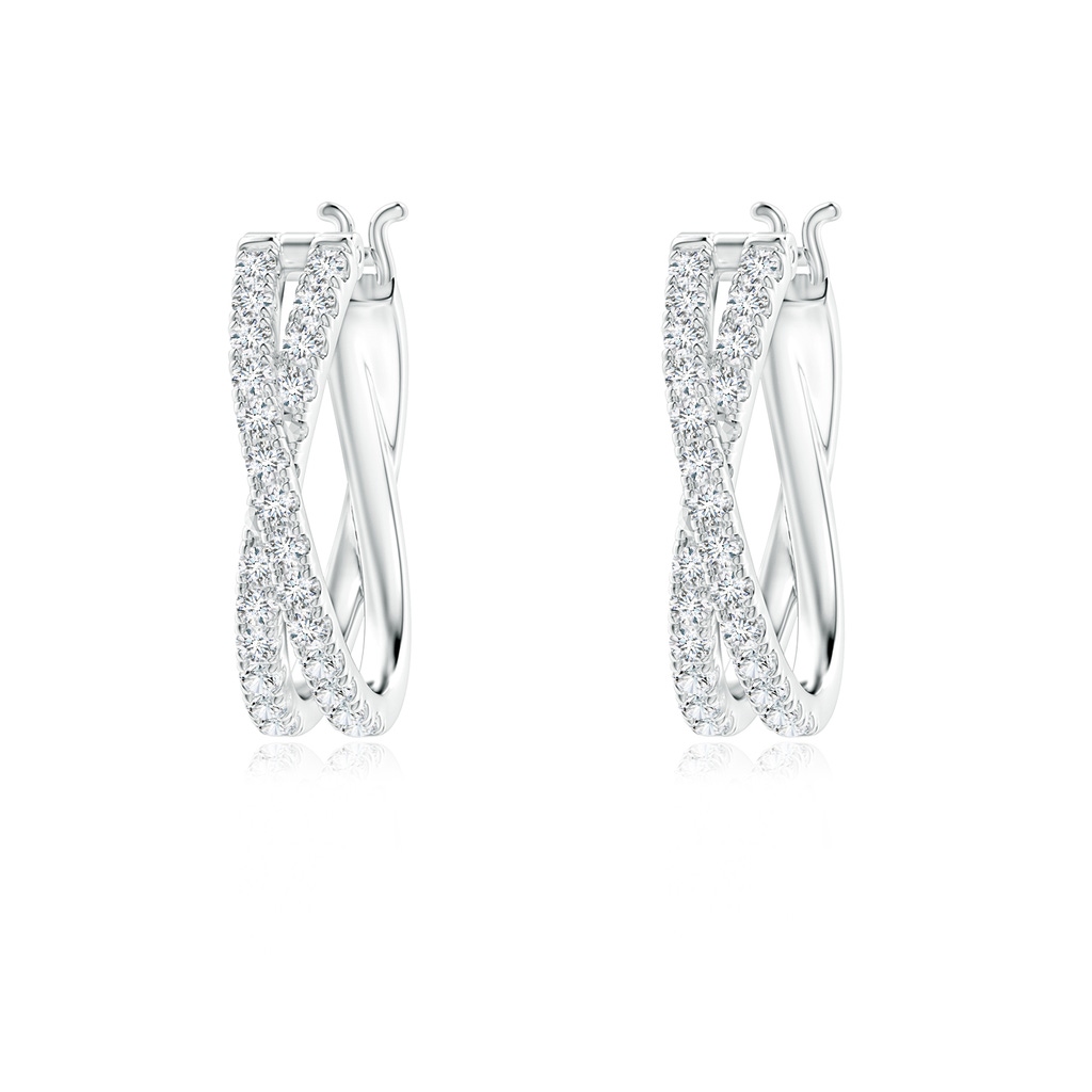 1.15mm GVS2 Pave-Set Round Diamond Criss Cross Hoop Earrings in P950 Platinum