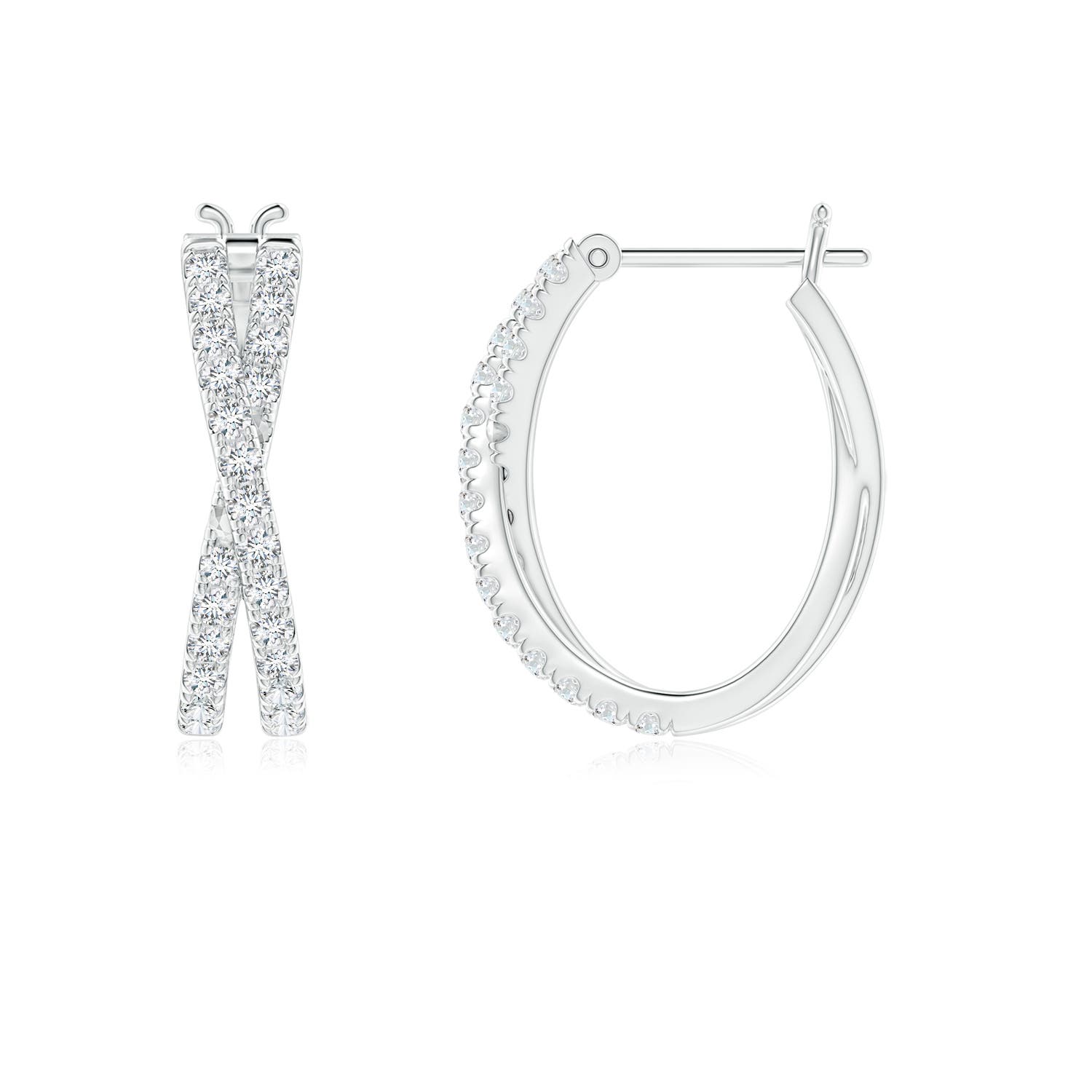 1.15mm GVS2 Pave-Set Round Diamond Criss Cross Hoop Earrings in P950 Platinum