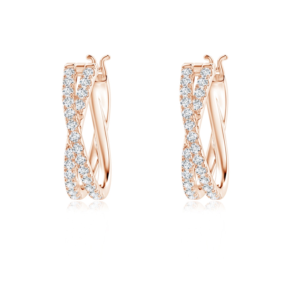 1.15mm GVS2 Pave-Set Round Diamond Criss Cross Hoop Earrings in Rose Gold