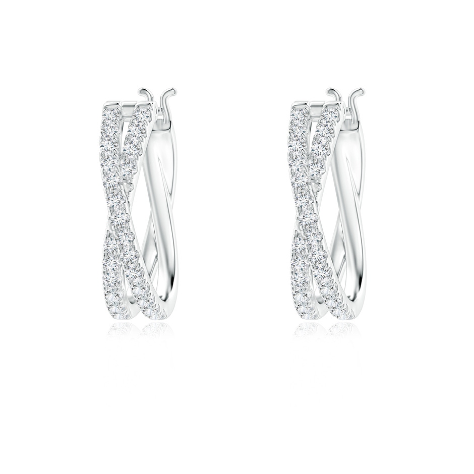 1.15mm GVS2 Pave-Set Round Diamond Criss Cross Hoop Earrings in White Gold 