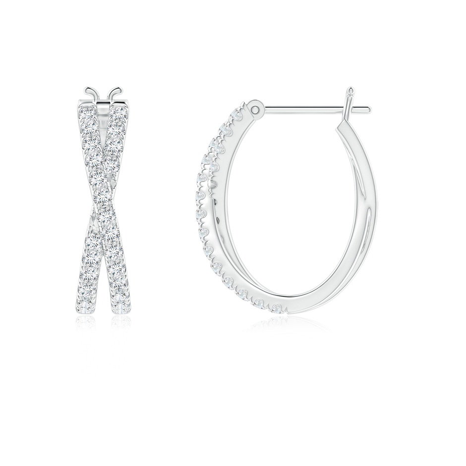 1.15mm GVS2 Pave-Set Round Diamond Criss Cross Hoop Earrings in White Gold side-1