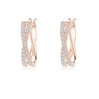 1.15mm HSI2 Pave-Set Round Diamond Criss Cross Hoop Earrings in 9K Rose Gold