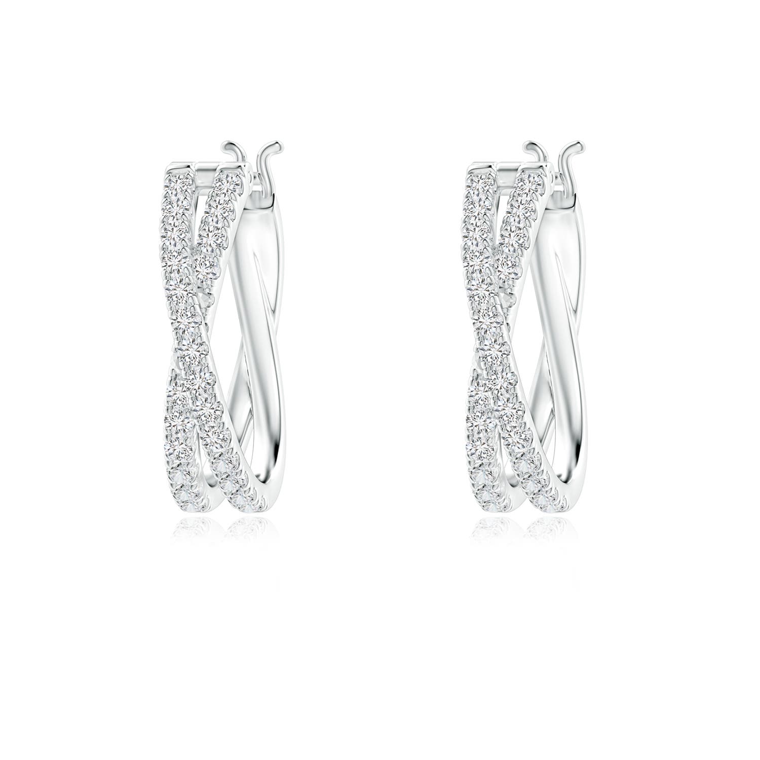 1.15mm HSI2 Pave-Set Round Diamond Criss Cross Hoop Earrings in P950 Platinum