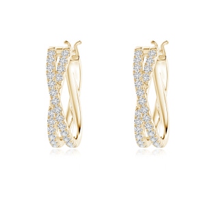 1.15mm HSI2 Pave-Set Round Diamond Criss Cross Hoop Earrings in Yellow Gold