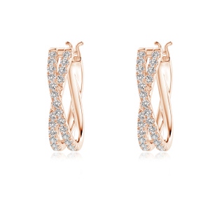 1.15mm IJI1I2 Pave-Set Round Diamond Criss Cross Hoop Earrings in Rose Gold