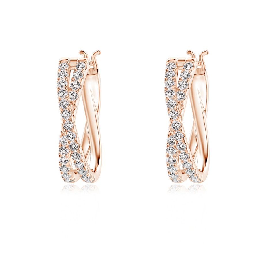 1.15mm IJI1I2 Pave-Set Round Diamond Criss Cross Hoop Earrings in Rose Gold 