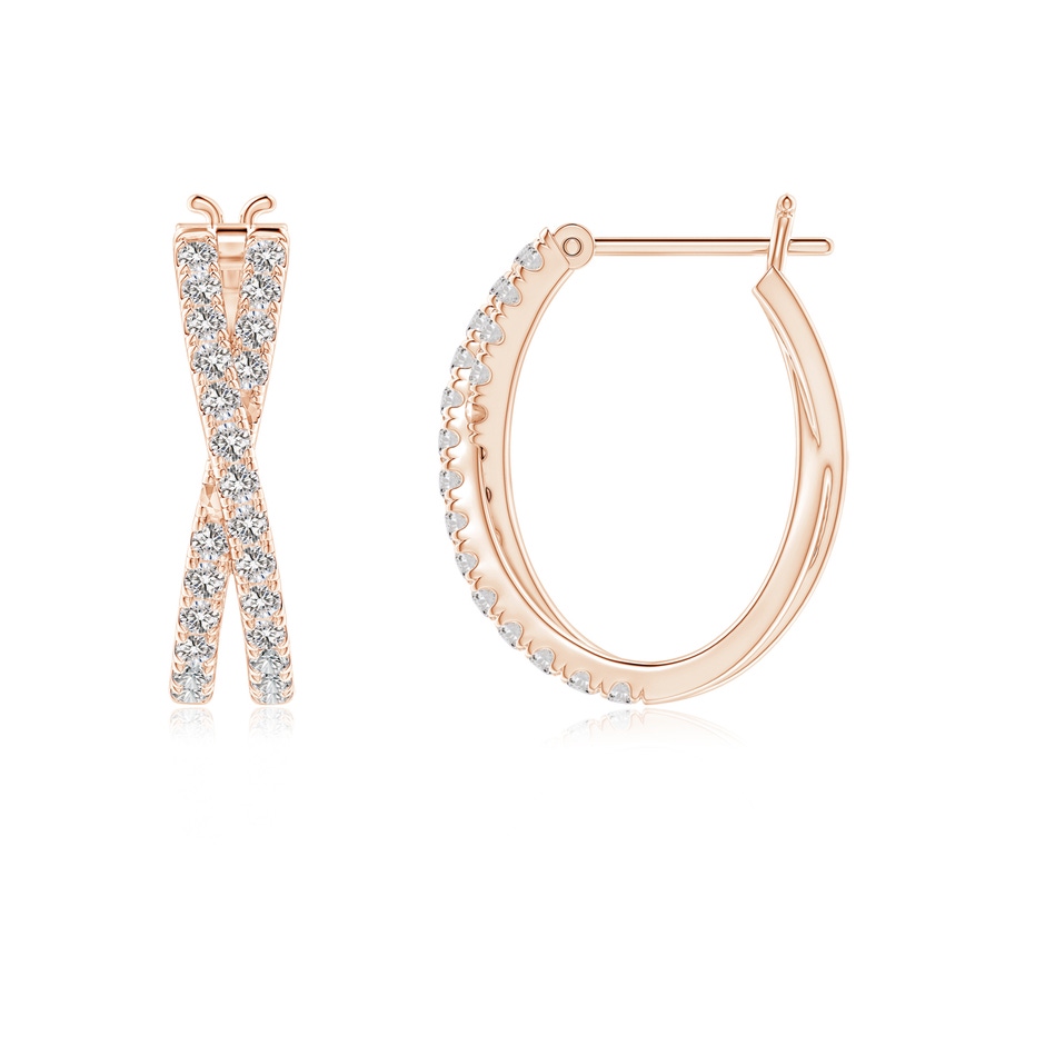 1.15mm IJI1I2 Pave-Set Round Diamond Criss Cross Hoop Earrings in Rose Gold side-1