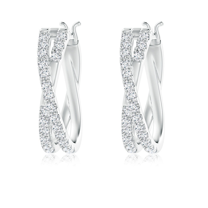 1.3mm GVS2 Pave-Set Round Diamond Criss Cross Hoop Earrings in White Gold