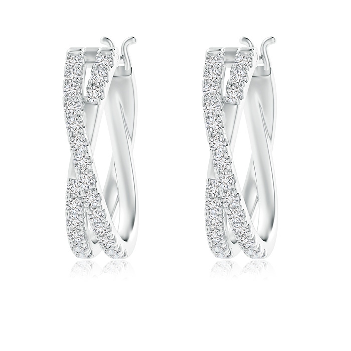 1.3mm HSI2 Pave-Set Round Diamond Criss Cross Hoop Earrings in White Gold