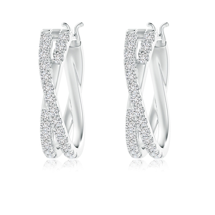 1.3mm HSI2 Pave-Set Round Diamond Criss Cross Hoop Earrings in White Gold 