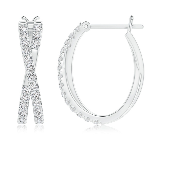 1.3mm HSI2 Pave-Set Round Diamond Criss Cross Hoop Earrings in White Gold product image