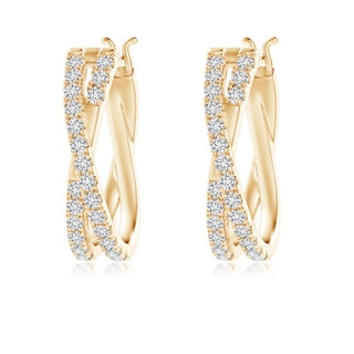 1.3mm HSI2 Pave-Set Round Diamond Criss Cross Hoop Earrings in Yellow Gold