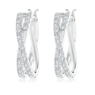 1.5mm GVS2 Pave-Set Round Diamond Criss Cross Hoop Earrings in P950 Platinum