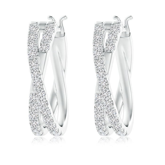 1.5mm HSI2 Pave-Set Round Diamond Criss Cross Hoop Earrings in P950 Platinum 