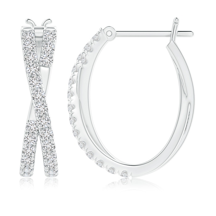 1.5mm HSI2 Pave-Set Round Diamond Criss Cross Hoop Earrings in P950 Platinum product image
