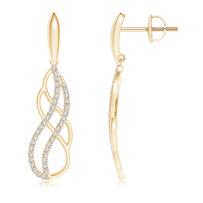 1.1mm GVS2 Diamond Interlinked Infinity Drop Earrings in Yellow Gold