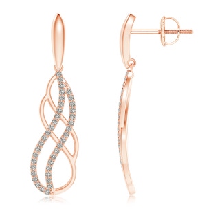1.1mm KI3 Diamond Interlinked Infinity Drop Earrings in Rose Gold