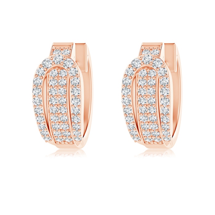 1.3mm GVS2 Belt Buckle Style Pavé-Set Diamond Hinged Hoop Earrings in Rose Gold