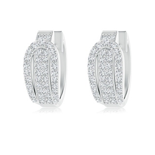 1.3mm GVS2 Belt Buckle Style Pavé-Set Diamond Hinged Hoop Earrings in White Gold