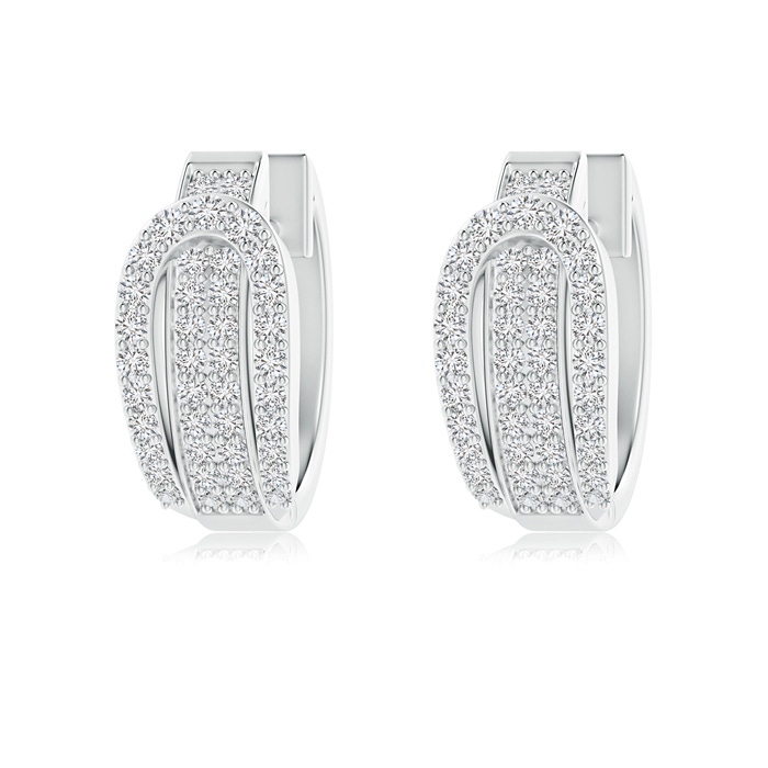 1.3mm HSI2 Belt Buckle Style Pavé-Set Diamond Hinged Hoop Earrings in White Gold 