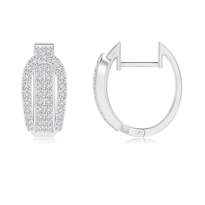 1.3mm HSI2 Belt Buckle Style Pavé-Set Diamond Hinged Hoop Earrings in White Gold product image