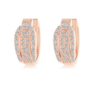 1.3mm IJI1I2 Belt Buckle Style Pavé-Set Diamond Hinged Hoop Earrings in 10K Rose Gold