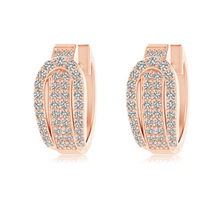 1.3mm KI3 Belt Buckle Style Pavé-Set Diamond Hinged Hoop Earrings in 10K Rose Gold