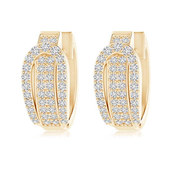 1.5mm HSI2 Belt Buckle Style Pavé-Set Diamond Hinged Hoop Earrings in Yellow Gold