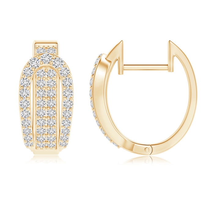 1.5mm HSI2 Belt Buckle Style Pavé-Set Diamond Hinged Hoop Earrings in Yellow Gold product image