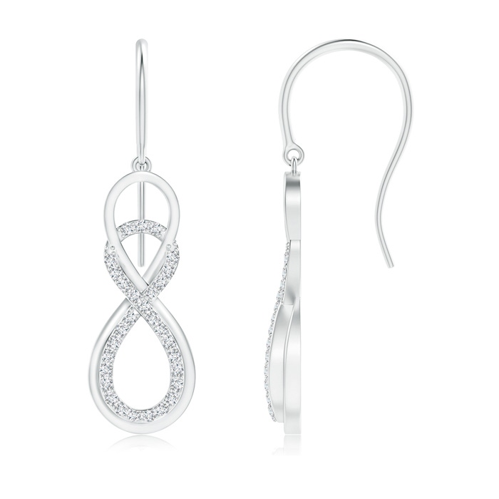 0.9mm GVS2 Interlinked Infinity Diamond Dangle Earrings in White Gold