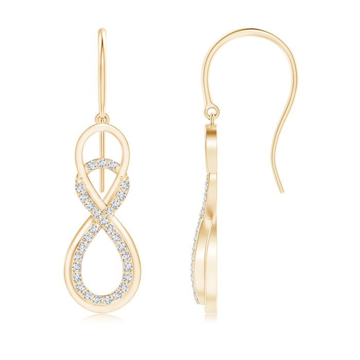 0.9mm GVS2 Interlinked Infinity Diamond Dangle Earrings in Yellow Gold 