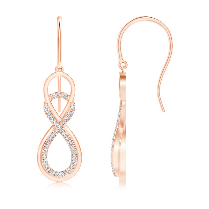 0.9mm HSI2 Interlinked Infinity Diamond Dangle Earrings in Rose Gold 