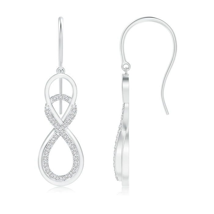 0.9mm HSI2 Interlinked Infinity Diamond Dangle Earrings in White Gold 